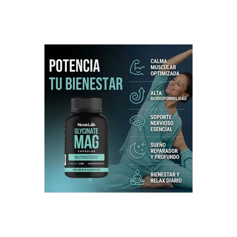 Glicinato Magnesio Capsulas 610mg Nuvalab Domir Sabor