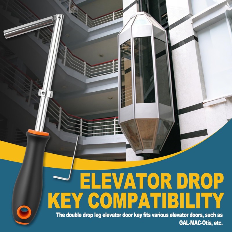 5.5 Inch Double Drop Leg Elevator Door Key 3/8 Diameter
