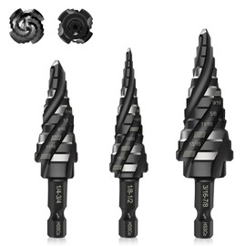 Lytool 3-Piece M35 Cobalt Step Drill Bits Set, 1/8"-7/8", 1/4" Hex Shank Four Spiral Flute Unibit for Metal, Stainless Steel, Aluminum, Wood, Plastic, for DIYers, Electricians, Fabricators