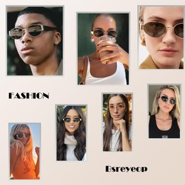 Bsreyeop Retro Oval Sunglasses for Women Men Trendy Metal Frame Design Classic Black Shades UV400 Protection (Gold Frame/Brown Lens F3)