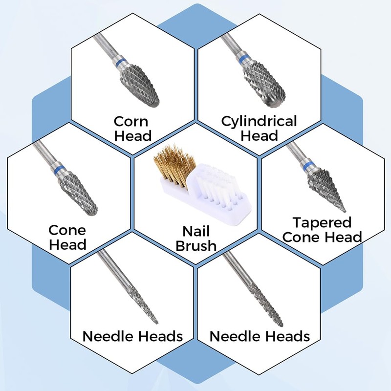 Dophee 6PCS Nail Drill Bits Set, 3/32 Inch Nail Bits