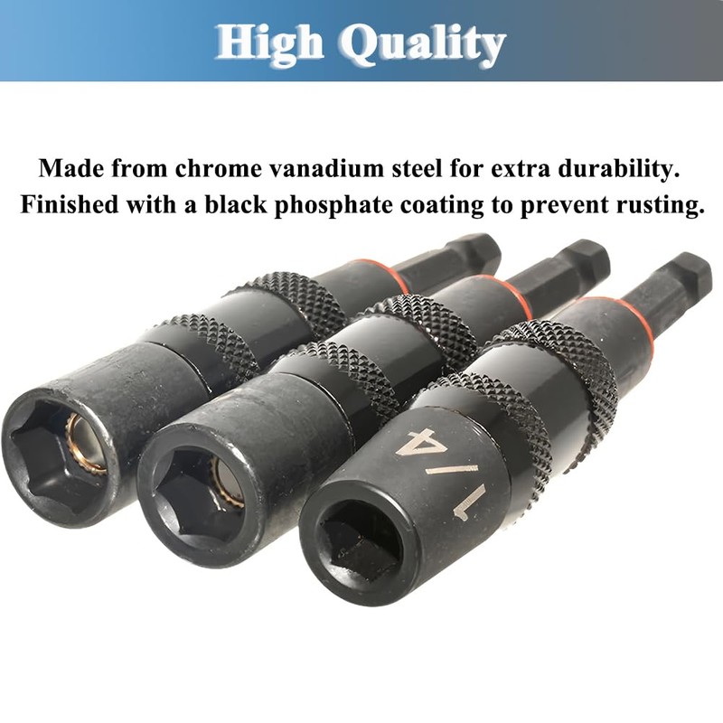 Teocpai 3PCS 1/4 5/16 3/8 Magnetic Screwdriver Bit Holder Swiveling