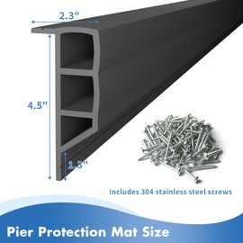 Nalwort Dock Bumpers 16 Feet and 24 Feet, Full Protection Dock Fender for Straight Edge and Side, Boat Dock Bumpers for Edging, Includes Mounting Screws, Black Gray Blue Brown Green Orange Yellow