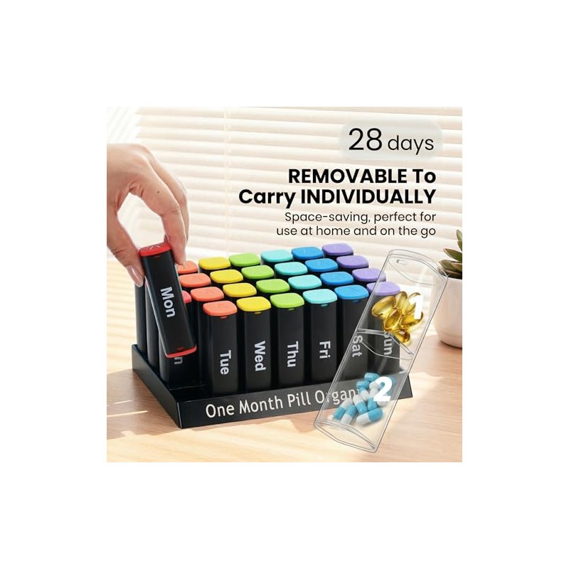 CAidRE Monthly Pill Organizer 2 Times a Day, 28 Day
