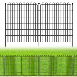 10 Panels No Dig Decorative Garden Fence for Yard, 32 in(H) X 23.6 ft(L) Animal Barrier Fencing for Outdoor Dog, Metal Portable Garden Fences for Borders, Pets, Landscape, Temporary Fence