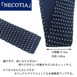 NECOTIA Brand/Necktie, Men's Knitting Tie, Cool Biz, Bordered, Formal, Casual, Stylish, b