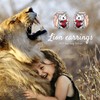 POPLYKE Lion Earrings for Women Sterling Silver Cute Lion Stud
