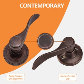 Supstron 1 Pack Passage Door Handle, Oil Rubbed Bronze Reversible Door Lever Perfect for Interior Door and Closet, Traditional Wave Style Passage Door Lock