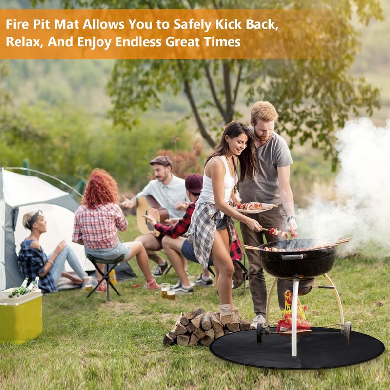 39" Inches Under Grill Mat, 3-Layer Thickened Fire Pit Mat,
