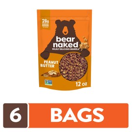 Bear Naked Granola Cereal, Breakfast Snacks, Peanut Butter (6 Bags)