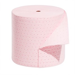 New Pig Hazmat Mat Roll, 20-Gal Absorbency, Heavyweight, Absorbs Hazardous Chemicals - Acids, Bases & Unknowns, (1) 150' L x 15" W Roll, Pink, MAT303