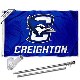 College Flags & Banners Co. Creighton Bluejays Flag with Pole and Bracket Mount Kit