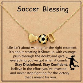 A-Z Soccer Necklace, Sports Stuff, Jewelry Accessories Gift for Soccer Lovers, Women, Players, Party Favors (D, Gold)