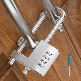 MeBantoo Cabinet Lock with Combination, Adjustable U-Shaped Combination Cabinet Lock Latches for Gym Locker, Closet, Fences, Luggage, Double Doors (Silver - 1pc)