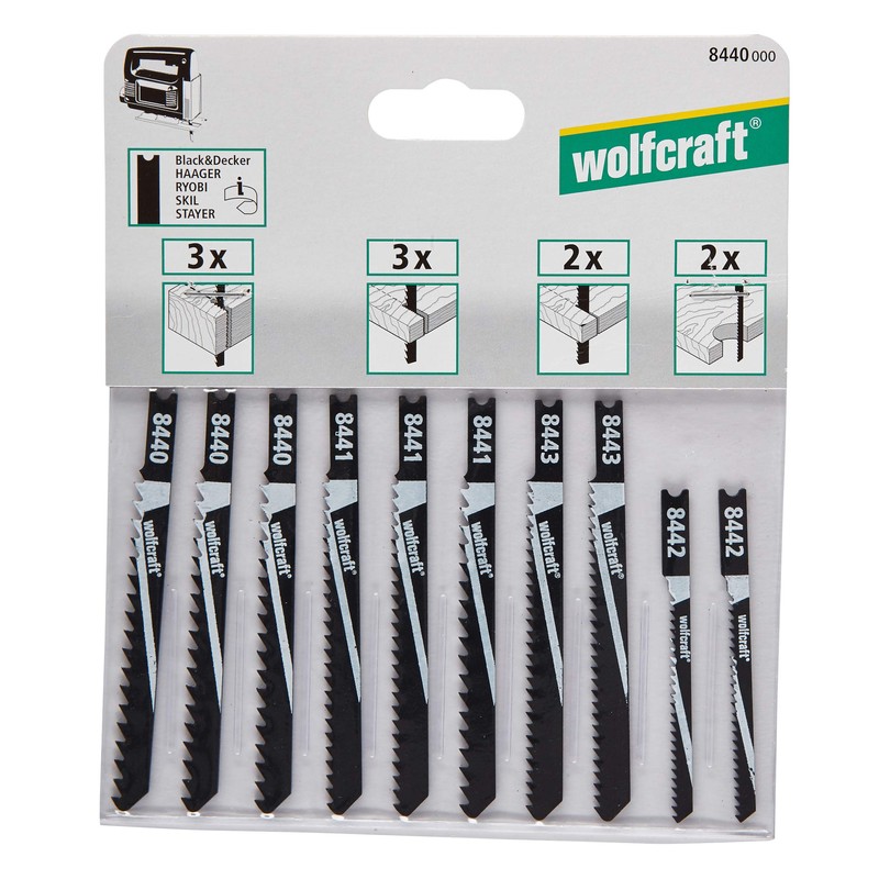 wolfcraft Jigsaw Blade Set 10 Pcs., U-shank I 8440000