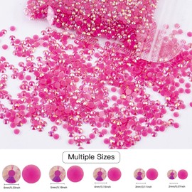 RODAKY 5000Pcs Resin Rhinestones，2MM Rose Red AB Round Flatback Jelly Rhinestones for Crafts DIY Crystal Gems Shiny Diamond for Nails Design Rhinestone Bulk Tumblers Face Makeup Clothes Shoes