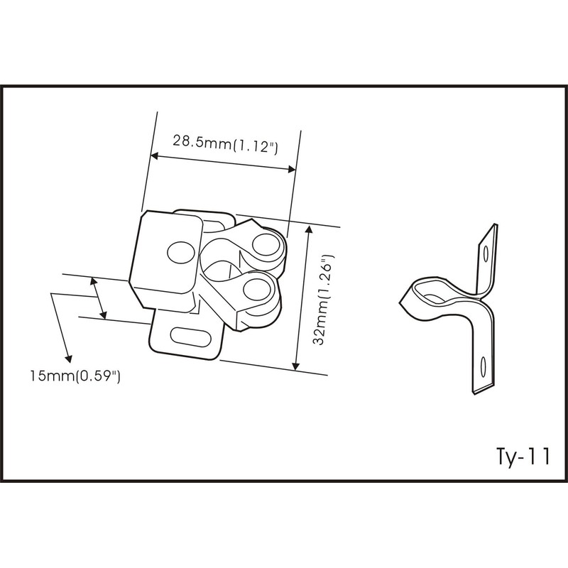 QCAA Roller Catch, 1-1/4", Steel, Matte Black, 4 Pack, Made