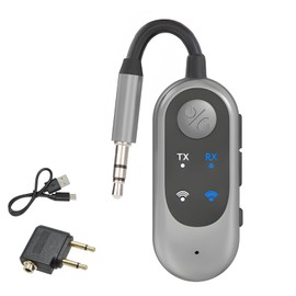 GCNWW 2 in 1 Bluetooth 5.3 Transmitter Receivers for HiFi/Amplifier Practical Wireless Aux Airplane Bluetooth Adapter, Supports two AirPods/Headphones with 3.5mm Aux Audio Jack for Flight PC Car