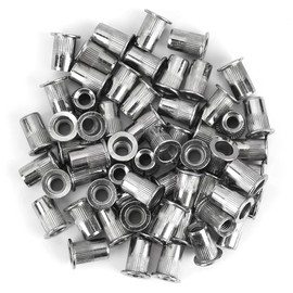 Pack of 100 M6 Stainless Steel Rivet Nuts, Flat Head Rivet Nuts for Metal and Plastic - Round Flat Head with Internal Thread, Non-Slip Design, Versatile Use