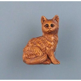 HANDMADE BOXWOOD OJIME BEAD - CAT