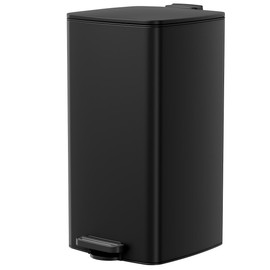Arlopu 8 Gallon 30L Slim Square Stainless Steel Step Trash Can, Black