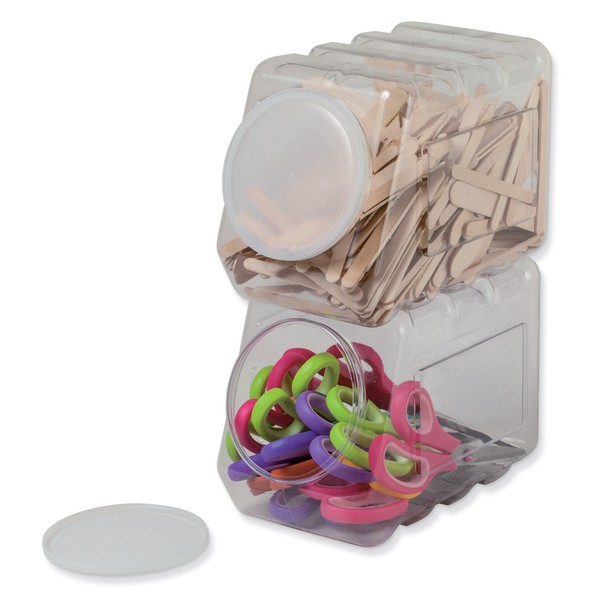 Pacon PAC27660 Interlocking Storage Container with Lid, 5.5" x 6.75"