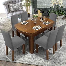 JunYito Chair Covers, Set of 4 or 6, Elastic Universal Stretch for Dining Room Chairs