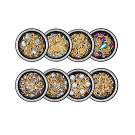 CRSHIP Nail Parts, Metal Parts, Gel Nail Resin, UV Resin Accessories, Jewelry Parts, Case Set (Star and Moon, Set of 8)