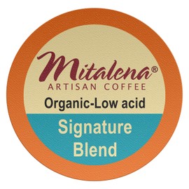 Mitalena Brand - 96 ct. Signature Blend Organic Arabica Low Acid Coffee Brew Cups Compatible with 1.0 and 2.0 Single Serve Brewers