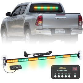 XRIDONSEN 35 inch Amber Green Traffic Advisor Light Bar 48 LED Emergency Strobe Lights Safety Warning Lights Front/Rear Window w/Display Controller for Firefighter Law Enforcement Vehicles Trucks