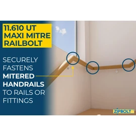 Zipbolt UT 11.600 Maxi Mitre Connector Bulk Pack — Connects Mitered Staircase Handrail Sections, Residential and Commercial Installation, New Construction and Remodels