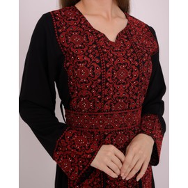 TAMRRA Abayas for Women Muslim - Comfortable Arabic Abaya with Embroidery, Red, Medium