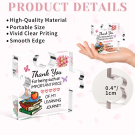 Funnli Teacher Gifts, Teacher Christmas Gifts Acrylic Plaque, Thank You Graduation Christmas Gifts for Her Women Friends Teacher Classmate Study Partner Roommate Desk Decor, Teacher Appreciation Gifts