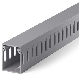 94.5in(6X L15.7in) Professional Server Rack Cable Management Raceway, H1.6in x W1.2in Cable Raceway Kit, Electrically Safe PVC Open Slot Wire Raceway for Under Desk/Computer/Network Cords, Grey