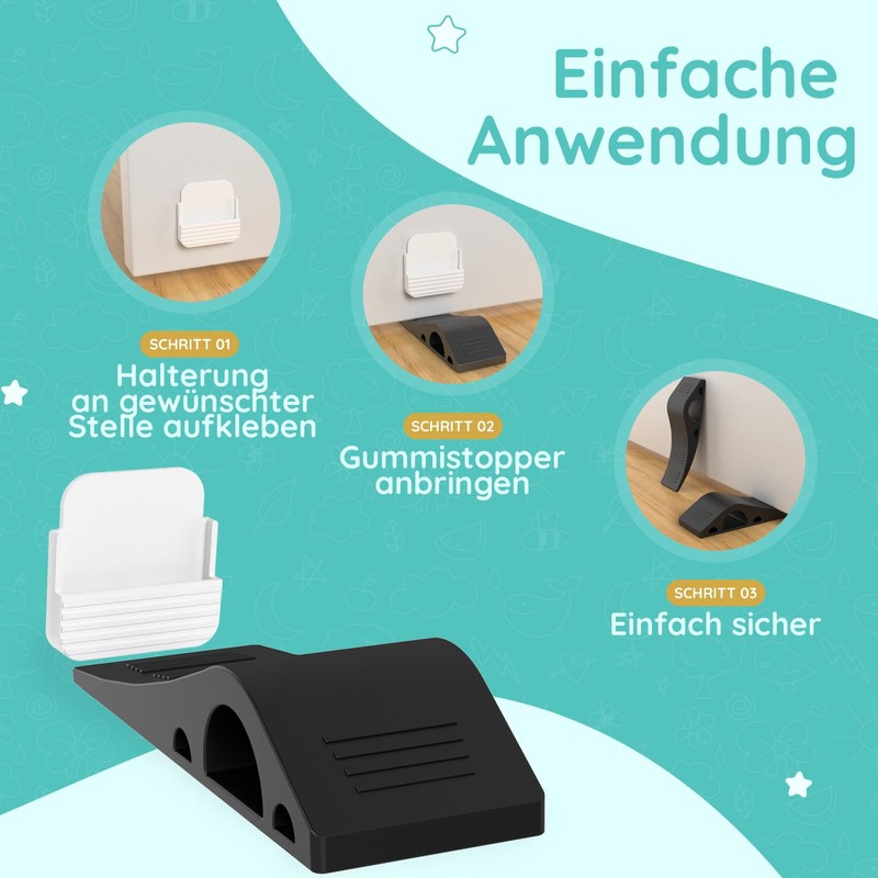 Rubber Door Stop Wedge [Set of 2] - Non-Slip Door