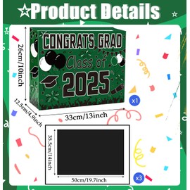 MUNILAIL 13 Inches Graduation Gift Bag 2025 Green Paper Gift Bag with Tissue Paper for High School College Graduates Class of 2025 Grad Party Decoration