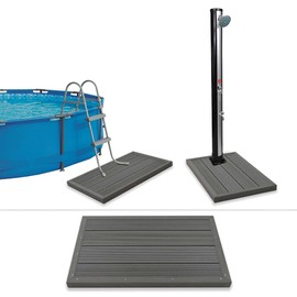 vidaXL WPC Gray Nonslip Floor Element | Solar Shower Base & Pool Ladder Stabilizer | Outdoor Decking Accessory