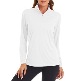 NASBING Rash Guard for Women Long Sleeve Dry Fit UV Protection Shirts Basic Workout T-Shirts White S