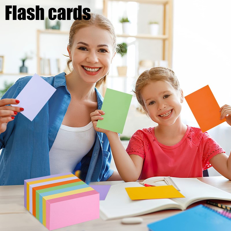 Koogel Coloured Index Cards Bulk, 640 Pieces Assorted Neon Colour