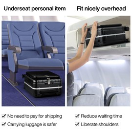 Hanke 16 inch Underseat Carry On Suitcases with Wheels,Lightweight Hard Shell Carry on Luggage with Wheels for Weekender,Top Opening Tsa Approved Small Suitcase,Travel Luggage for Womem Men,Jet Black.