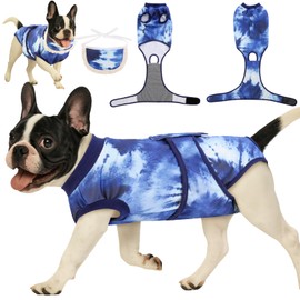 Soft Surgery Recovery Suit for Female/Male Dog Cat, Bandana Set Included, E-Collar Cone Alternative Anti Licking Abdominal Wounds After Spay/Neuter, Small Dogs Full Body Onesies, Medical Pet Bodysuit