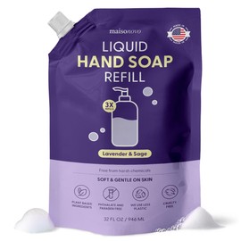 MAISONOVO Hand Soap Refills | Natural Hand Soap Refill Made in USA | Gental Non Toxic Hand Soap Refill Good for All Skin Types | Lavender Hand Soap Refill Pouch 34 oz