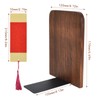 2 Pcs Wood Bookends,Walnut Wooden Bookend with Metal Base,10 Bookmarks,Decorative