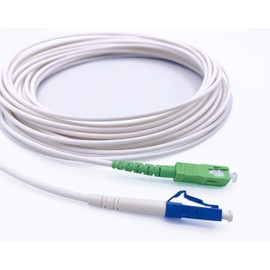 Elfcam - 7m Fibre Optic Cable SC/APC to LC/UPC Single Mode Simplex, LSZH Optical Cable White,7 Meter