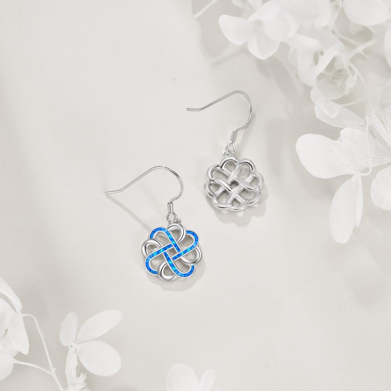 Hancock Celtic Knot Earrings Sterling Silver Opal Celtic Knot Dangle