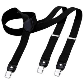 DonDon Men's Fashion Braces Suspenders 2,5 cm 1,0" Wide with 3 Clips in Y-Form Elasticated and Adjustable Length in - Black