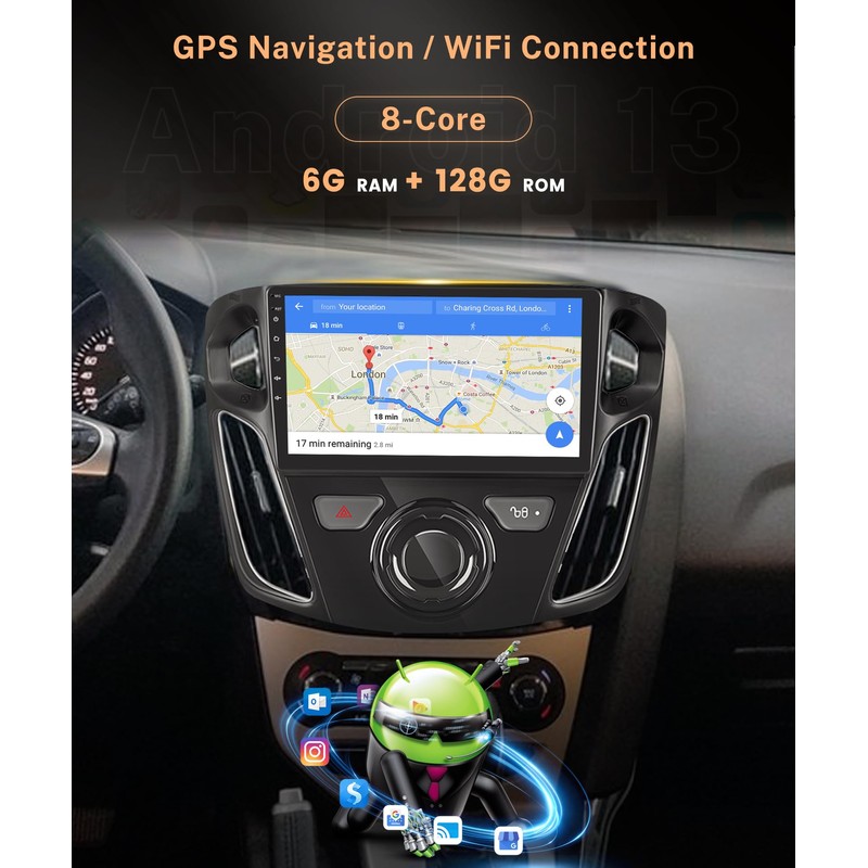 8 Core 6G+128G Car Radio for Ford Focus 2012-2018, Android