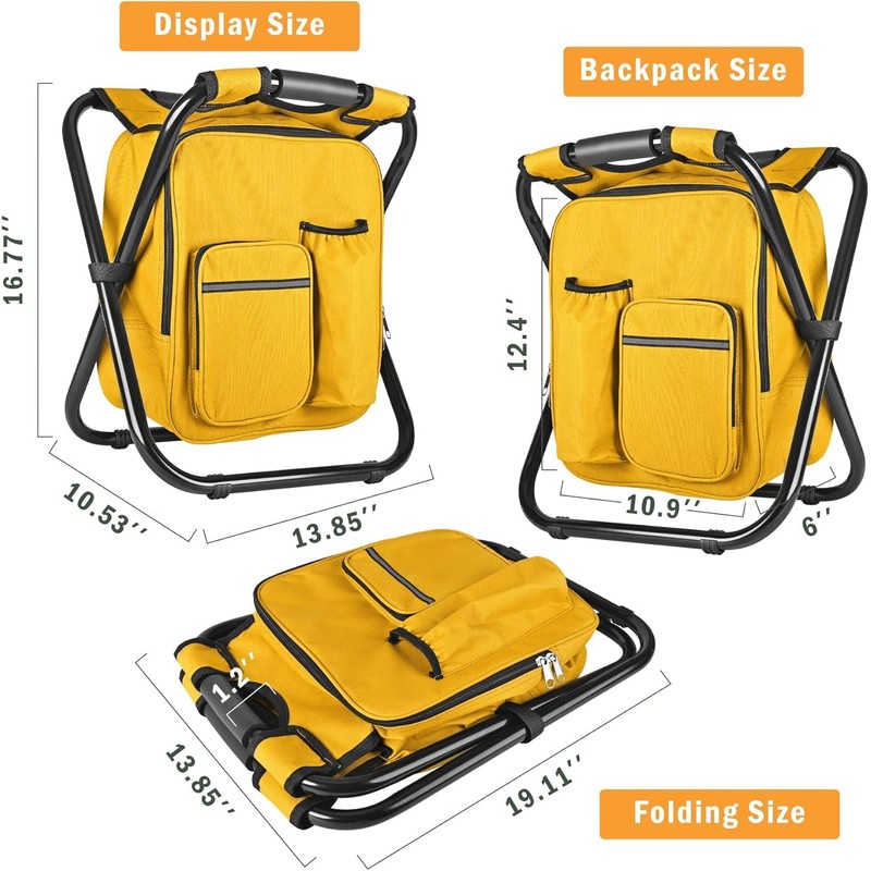 Kikerike Backpack Stool Cooler Chair Heavy Duty 300 LBS Max