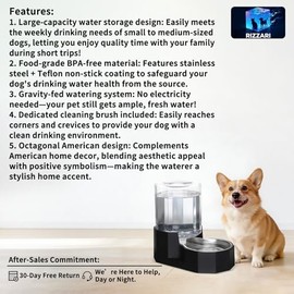Sfozstra Large Dog Water Dispenser: 5L Automatic Gravity Water Feeder - Dishwasher-Safe Stainless Steel Bowl - Easy Clean - No Power Needed - for Cats & Small Dogs - Kitchen Corner/Crate Area