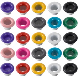 OIIKI 60 Sets 3mm Metal Eyelets with Washers, Colorful Round Eyelets Grommets Kit, Paper Craft Small Eyelets Garment Sewing Accessory for DIY, Leather Belts, Fabric Clothing (12 Colors）